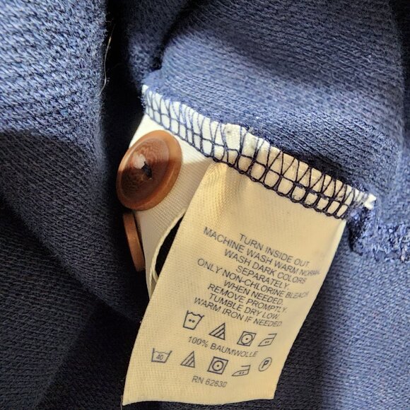 Lands End Mens Medium Long Sleeve Navy Cotton Button-Up Shirt With Chest Pockets - Picture 4 of 7